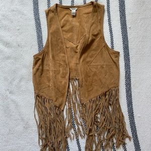 Boho leather vest with fringe